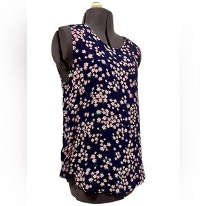 Draper James Blue/Pink Floral Side Button Sleeveless Tank Top Size XS